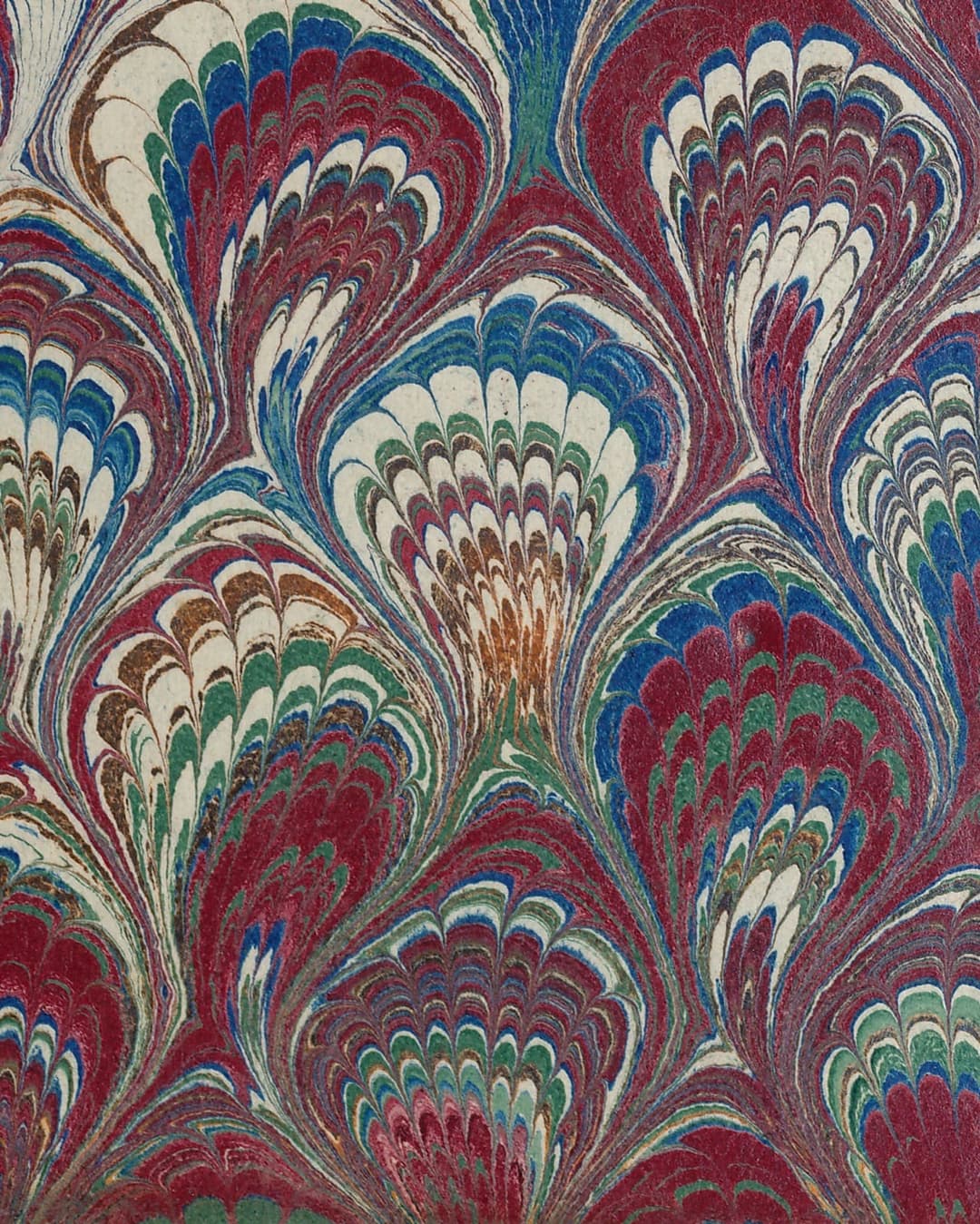 A marbled endpaper from a book bound in Vienna in the 19th century