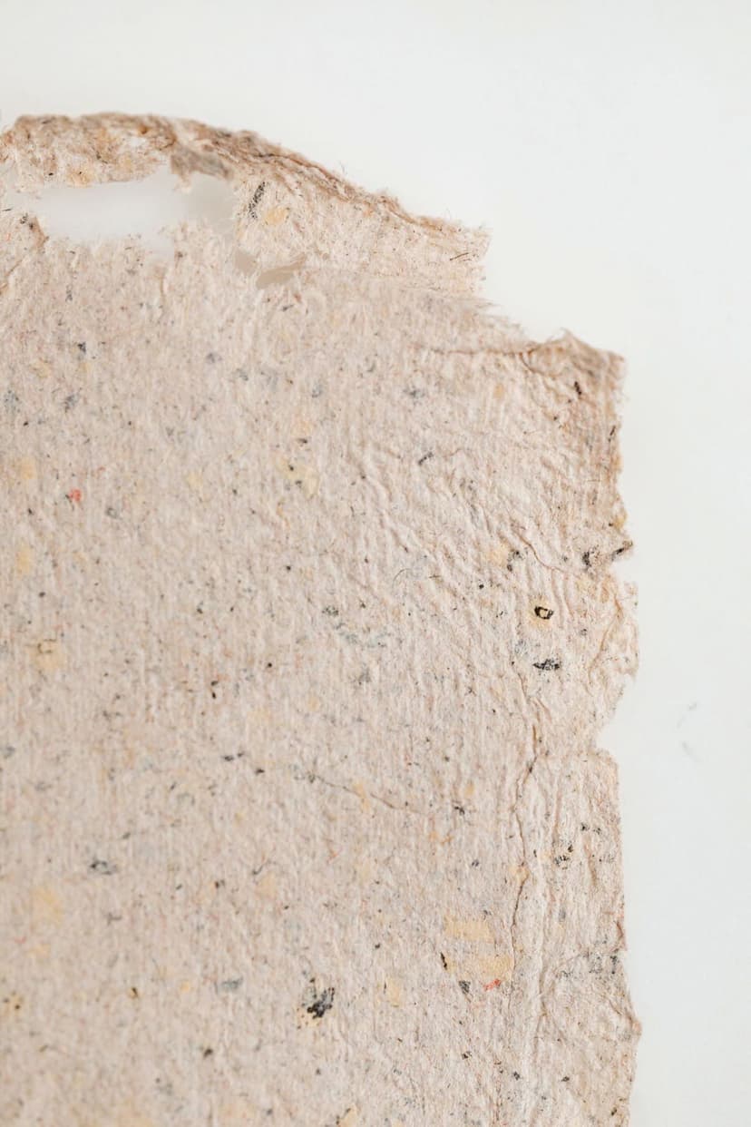 A torn-edged sheet of recycled handmade paper