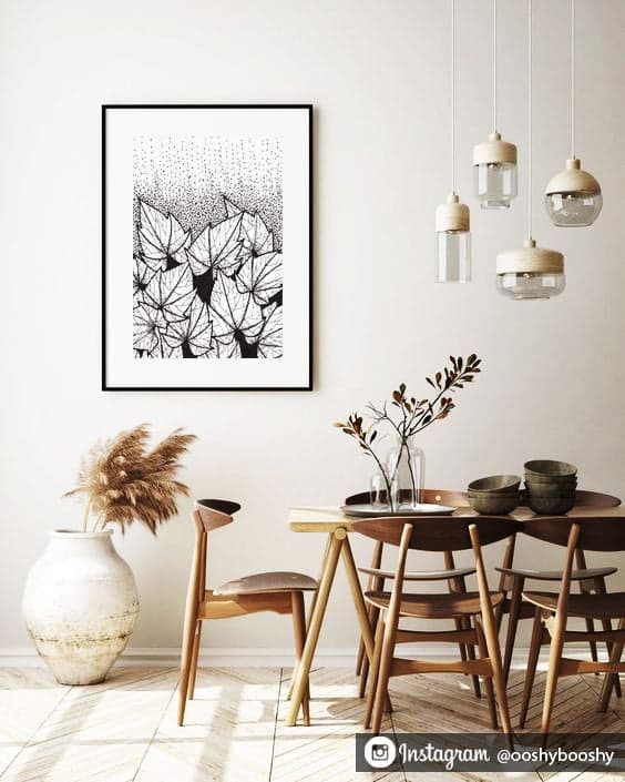 B&W leaves pattern