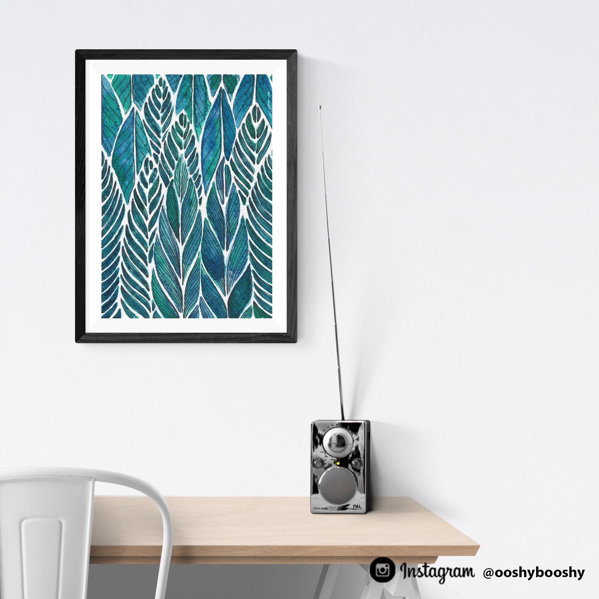 Blue Inkwork Leaves - Image 2