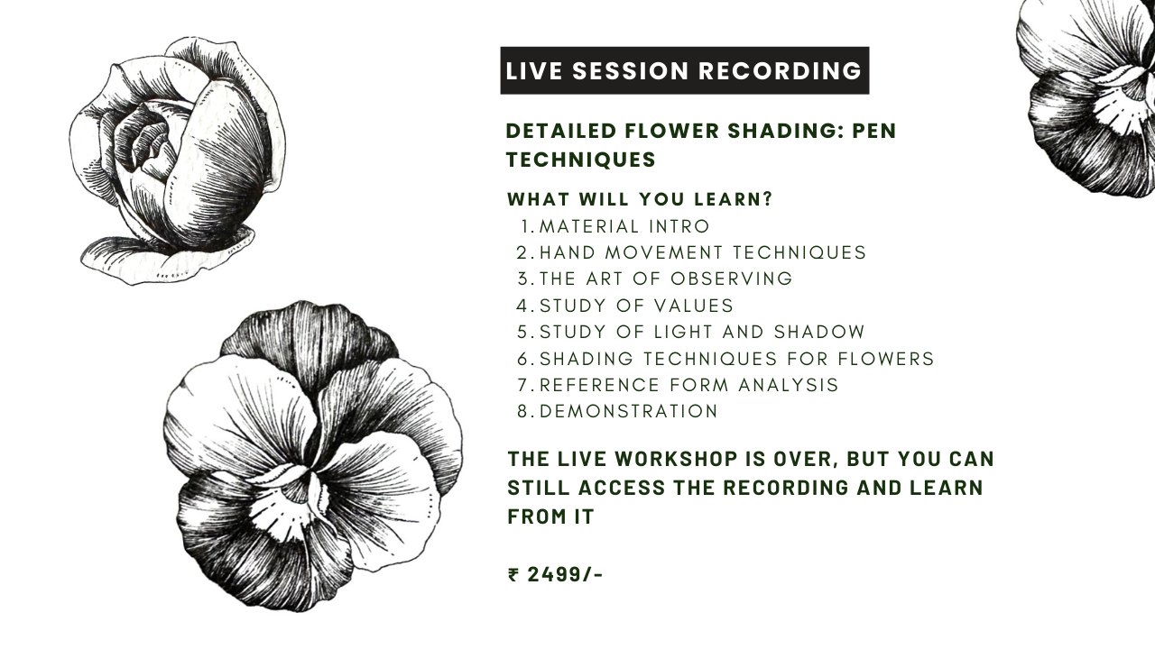 LIVE RECORDING – DETAILED FLOWER SHADING: PEN TECHNIQUES